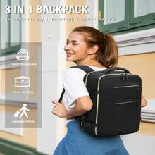 Capolo Travel Backpack For Women Men Waterproof Laptop Backpack Airlines Approved Carry On Backpack Bag Computer Bookbag For Business, Work, Traveling Fits 15.6 Inch Laptop(Beige), School Backpack - Deep Black - View 2