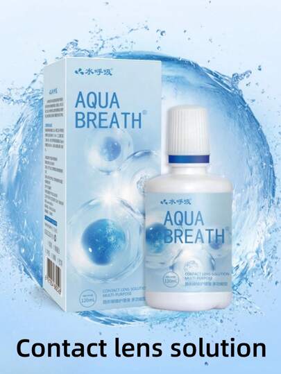 زجاجة كبيرة 120مل من محلول العناية والتنظيف الخاص بالعدسات اللاصقة، له خصائص ترطيب وحماية صحة العين، يضمن نظافة العدسات اللاصقة بشكل مريح وآمن