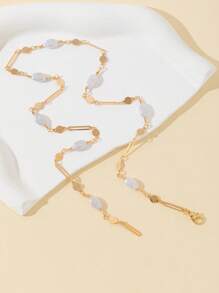 1 Stück goldfarbene Halskette mit Kunstperlen, sexy lange Kette mit blinkender Anhänger, geeignet für den täglichen Gebrauch, Dates, Party, Urlaub, Feiertage, Jahrestag, Geburtstaggeschenk, elegant, raffiniert, minimalistisch, luxuriös, modisch