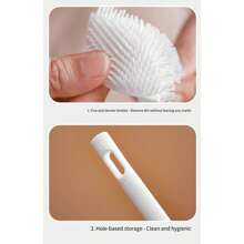 1 pieza Cepillo de silicona giratorio 360° con cabezal plegable y mango largo - Estropajo reutilizable para múltiples superficies para botellas, tazas, cocina, hogar y limpieza comercial - Inalámbrico, duradero y fácil de limpiar, cepillo de limpieza multifuncional, limpiador de tazas, mango ergonómico, silicona duradera, entrega de estilo aleatorio