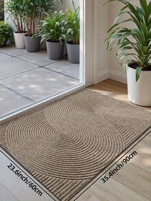 1PC-Khaki Striped Geometric Vintage Door Mat,Modern Style All-Season Entrance Mat Of Polyester,Fade-Resistant,Low Profile, Non-Slip, Easy To Clean, Suitable For Patio, Indoor, Outdoor, Garden, Corridor Home Decor - Khaki - View 13