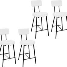 Counter Height Bar Stools Set Of 2 / Set Of 4, 24" Boucle Barstools With Back, Modern Upholstered Bar Chairs For Kitchen Island, Dining Room, Cafe - Kem Trắng - Xem 8