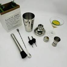 Set de 5/6/9 piezas de herramientas de bartender de acero inoxidable, que incluye coctelera de 550ML/750ML, vaso mezclador, medidor, pisador, set de bar para bartender, fiestas, herramientas de bar
