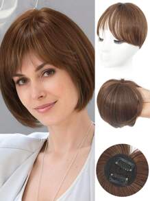 1 Stück zwei BB Clip gerade Pony Haarverlängerung, natürliches unsichtbares Kopfschwung-Stil, hitzebeständige synthetische Fasern, geeignet für den täglichen Gebrauch von Frauen