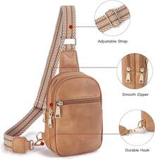 Pequeña Bolsa de Hombro para Mujeres de Cuero Vegano, Moda, Riñonera, Bolsas Cruzadas para Mujeres para Viajes - 1-camello marrón - Ver 4