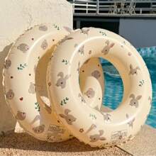 1 Pc Inflatable PVC Swimming Ring - Pink Rabbit, Teddy Bear, Bunny, Cartoon, Pool Float, Suitable For Summer Party, Wedding, Beach Photo Shooting - Great For Family Fun, Inflatable Pool Accessories
