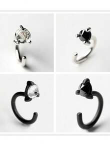 1 件 925 纯银微型 CZ 鼻环耳环，带 CZ，适合女士和女孩