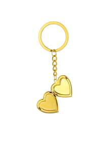 Customized Family Photo Stainless Steel Keychain, Personalized Heart-Shaped Keyring For Bag, Car, Wallet, Birthday Party Memorable Gifts For Family And Friends