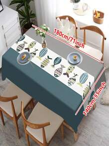 1/20 Stück moderne geometrische Fisch bedruckte Tischdecke, geeignet für Heimdekoration, Picknicks und Feierlichkeiten, Farbschemen in Hellblau und Grau, maschinell hergestelltes Polyesterfasergewebe, Tischtuch für den Esstisch.