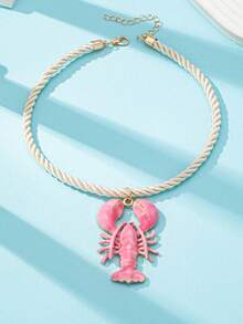 1 件夏季海滩风格龙虾吊坠贝壳项链，度假氛围绳项链带海饰，适合日常佩戴的女士珠宝，适合海边派对 - 彩色 - 查看 10