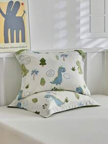 3/4 件恐龙图案印花被子床笠套装，可爱卡通学校床上用品套装，适合男孩和女孩四季使用，柔软透气，可机洗（1 件被子 + 1 件床笠 + 1/2 个枕套） - 彩色 - 查看 8