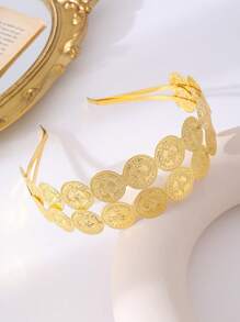 1 pieza Diadema lujosa de estilo árabe chapada en oro con diseño de moneda turca, para novia, fiesta de boda, regalo festivo