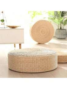 Cojín de meditación tejido de paja, esterilla de yoga extra gruesa Zafu como cojín de piso para ceremonia de té, meditación, oración, decoración del hogar