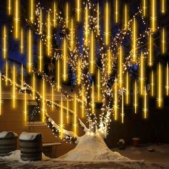 1 pièce Lumières de météore solaires, 192 LED Lumières de cascade, Lumières de douche de météore, Lumières d'ambiance de décoration extérieure, Lumières de jardin imperméables, Convient pour la décoration de fête, la décoration de jardin, la décoration de cour, la décoration de maison, la décoration extérieure, la décoration de mariage