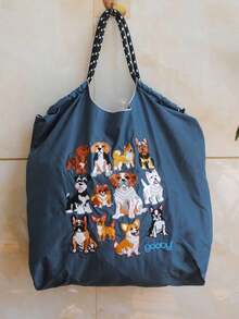 全新精美刺绣十二狗图案手提包，配有肩带，时尚百搭斜挎包，适合女士 - 彩色 - 查看 7