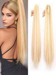 Synthetic Long Straight Ponytails Extension Hair32Inch Claw Clip On Ponytail Hair Heat Resistant Pony Tail Hair Piece For Women