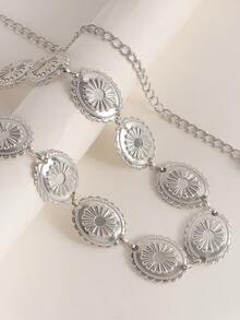 1pc Metal Waist Belt Body Chain, Suitable For Summer Dresses And Bodysuits, Versatile For Women - Silver - View 4