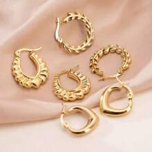 1 paire/3 paires de boucles d'oreilles en acier inoxydable pour femmes, design minimaliste, inaltérable, convient au marché transfrontalier UE/États-Unis