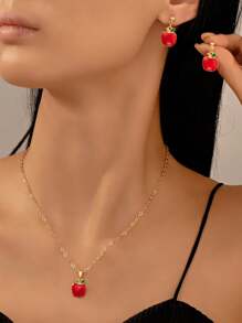 1 Set Classic Fashion Delicate Rhinestone Pendant Necklace And Earring Set