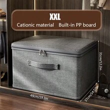 1pc Cationic Soft Cover Storage Box, Household Wardrobe Folding Storage Box For Clothes, Document And Certificate Organization Storage Box, Storage Box For Items - Dark Grey - View 10