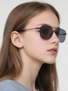 4pcs Stylish And Retro Polygonal Metal Frame Decorative Glasses For Teens, Suitable For Daily Outfits And Photography, Casual ABS Plastic Year-Round Preppy Style For Back To School