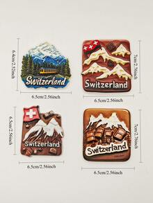 1pc Swiss Snow Mountain Chocolate Fridge Magnet, Creative Travel Scenery Souvenir Home Decor Souvenir Fridge Magnet, Kitchen Accessories Decorative Sticker - Multicolor - View 4