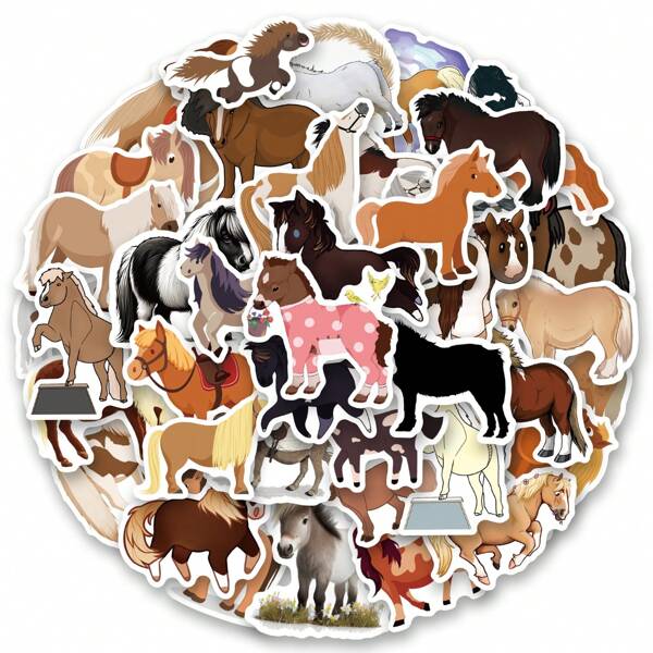 50 adesivos de vinil estéticos de pônei para scrapbooking, diário, para-choque, skate, garrafa de água, desenho animado, capacete, adesivos e decalques de carro