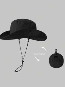 1 pieza Sombrero de cubo plegable de unicolor para mujer, protección solar de moda para exteriores, playa, protección UV
