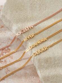 1 Piece Stainless Steel Personalized Custom Bracelet - Custom Name Bracelet - Personalized Name Jewelry - Light Luxury Egyptian Cuban Style, Minimalist Stainless Steel Custom Bracelet, Customizable With English Name, Date, Number, Valentine's Day, Party