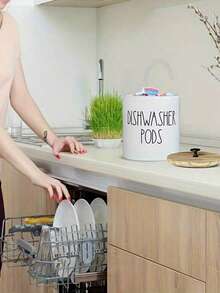 1pc Round Dishwasher Pod Holder, Dishwasher Tablet Container Storage For Kitchen Decor And Accessories, Wood Laundry Detergent Pods Container With Lid, Kitchen Storage Container For Laundry Pods - Multicolor - View 5