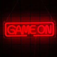 Insegna al neon da gioco, Game On/Game Zone/Game Time, luci al neon a LED da usare per la decorazione della stanza di ragazzi adolescenti, decorazione da parete rosa in stile cyberpunk per giochi di tiro, da usare in camera da letto, sala da gioco, feste di compleanno, zona di gioco, decorazioni per feste di giocatori, alimentato tramite USB riutilizzabile, con accessori inclusi e facile da installare.