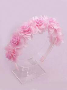 1pc Child Purple Floral Headband, Dainty Everyday Hair Accessory, Cute Sweet Flower Hair Hoop, European & American Cross-Border Children Hair Decor - Purple - View 9