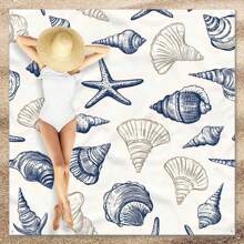1pc Marine Element Printed Beach Mat, Waterproof And Anti Sand Oversized Beach Mat, Lightweight For Adults For Travel, Camping, And Picnics