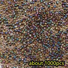 1000pcs Shiny Golden Cylindrical Seed Beads Tiny 2.5mm Japanese Craft Glass Round Loose Sapcer Beads For Diy Tassel Vintage Bracelet Necklace Jewelry Making
