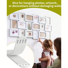 24-Pack Large Picture Hanging Strips - No-Tool Damage-Free Wall Hooks, Strong Adhesive White Tape For Home & Office Decor, Easy Installation On Smooth Surfaces, Toolfree Hanging | Refined Design | Noresidue Left, Hanging Photo Display - White - View 6