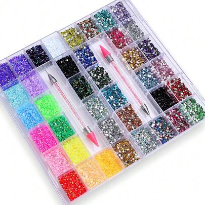 Set de 20,000 piezas de cristal de imitación de 3/4 mm en múltiples formas, con respaldo plano, en una rejilla de 20, para decoración de uñas, accesorios, zapatos, ropa, cosméticos, bolsos y manualidades DIY