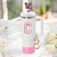 6PCS Cup Accessories Set For 30oz 40oz, Compatible With Stanley Cup Letter Charms For Handle Silicone Boot,Straw Cover Topper & Sticker (Letter S) - Letter C - View 2
