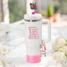 6PCS Cup Accessories Set For 30oz 40oz, Compatible With Stanley Cup Letter Charms For Handle Silicone Boot,Straw Cover Topper & Sticker (Letter S) - Letter R - View 2