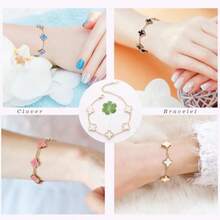 Gold Plated Jewelry Bracelet For Women Van Cleef Non Tarnish Bracelet Leaf Clover Charm Flower Bracelet For Women  Black-YRSH012 - 如圖 - 查看 4