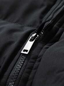 男士长袖连帽保暖冬装外套 - 黑色 - 查看 4