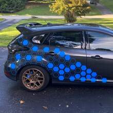 20 Pcs/Set Honeycomb DIY Vinyl Car Stickers, Hexagon Design Car Side Body Wrap Decal, Custom JDM Car Truck Decor Accessories (10pcs Solid + 10pcs Outline)