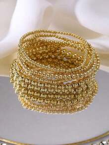 Gold Beaded Bracelet 7pcs