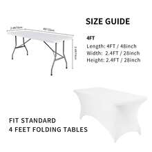 6 Pack Spandex Table Cover For 4FT Table Universal Fitted Stretch Tablecloth For Party, Banquet, Wedding And Events-White - White - View 2