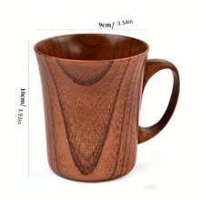 1pc Wooden Creative Thick Wooden Mug With Handle, Milk Coffee Cup