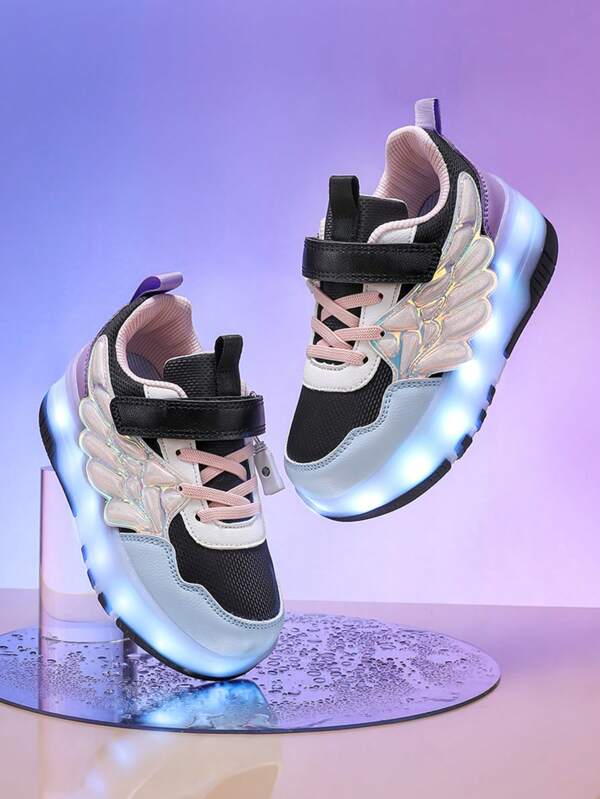 Unisex LED Rechargeable Light-Up Sneakers, Transformable Roller Skate Shoes For Kids, Multifunctional Suitable For Outdoor & Sports All Year Round With Detachable Wheels