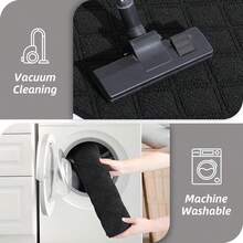 BEQHAUSE Dirt Trapper Door Mat 32" X 48", Non-Slip Washable Doormats Welcome Mat, Dirt Resistant And Absorbent Entrance Mat, Low Profile Floor Mats For Front Back Door, Entryway, Black - 黑色 - 查看 6