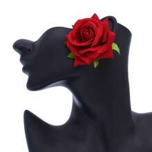 4 pares de pendientes elegantes con flores de rosa de terciopelo, aretes con flores 3D exagerados, joyería nupcial de alta gama, accesorios de moda, regalo de estilo vacacional para mujeres