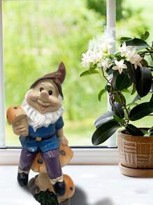 1 Stück Gartenfigur Zwerg & Pilz - lebhafte Harz Outdoor Dekoration mit Feenbeleuchtung, perfekt für Ostern und Heimdekoration, Outdoor Dekoration | Märchendesign | feine Handwerkskunst, Zwerg Dekoration