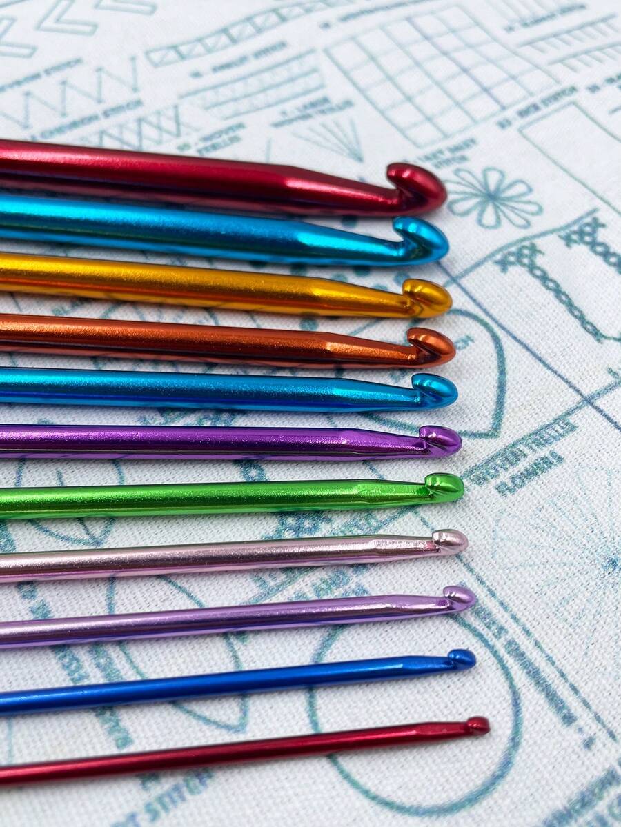 2.0-8.0mm Colorful Afghan Crochet Hooks (Flexible Multicolor, Random Hook Color), 11pcs Different Sizes, 10.63 Inch Length, Suitable For Crochet Art Beginners - Multicolor - View 1