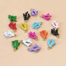 10pcs Fashionable Painted Metal Coral Shaped Pendants, DIY Jewelry Accessories For Earrings & Necklaces